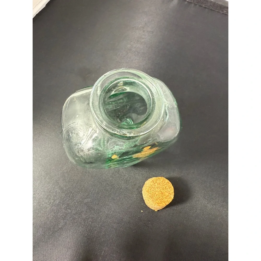 Heart Shaped Glass Bottle Jar‎ with Cork Stopper Made in Spain Decorative vase